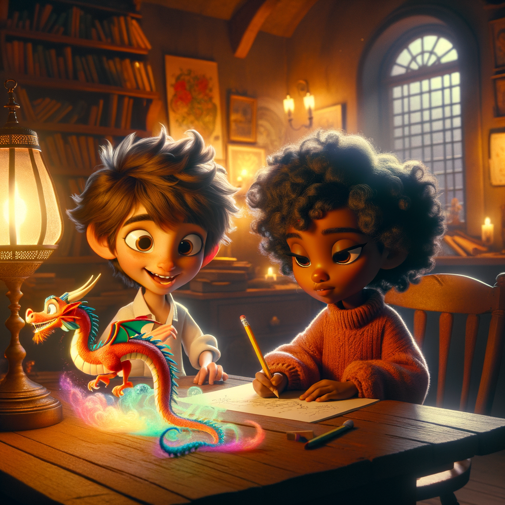 A group of children writing and illustrating stories together