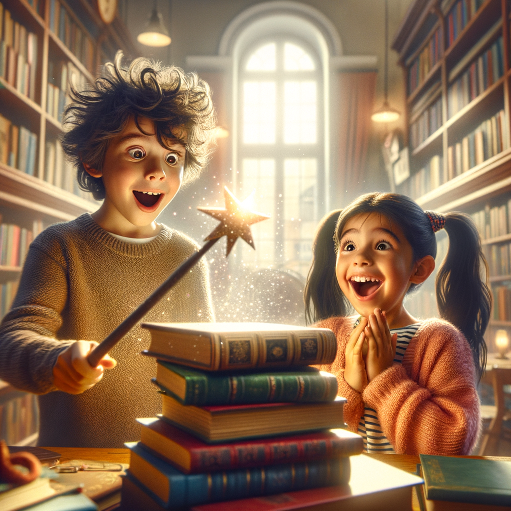 A group of children laughing amidst a comedic mix-up