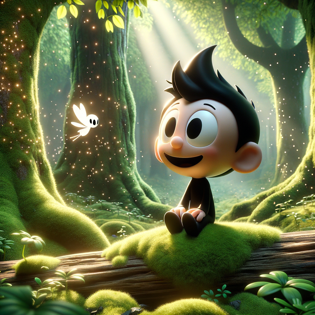 A whimsical illustration of a magical forest