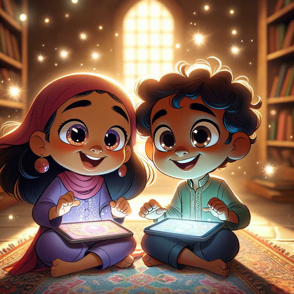 Children using tablets while engaging in a creative storytelling session