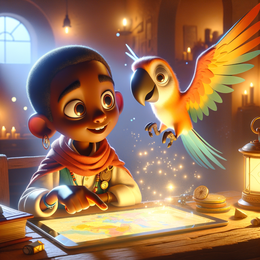 Screenshot of a colorful Toontastic 3D interface with animated characters