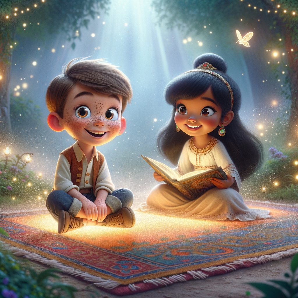 Animated characters and scenes created in Toontastic 3D, showing a dynamic story in progress