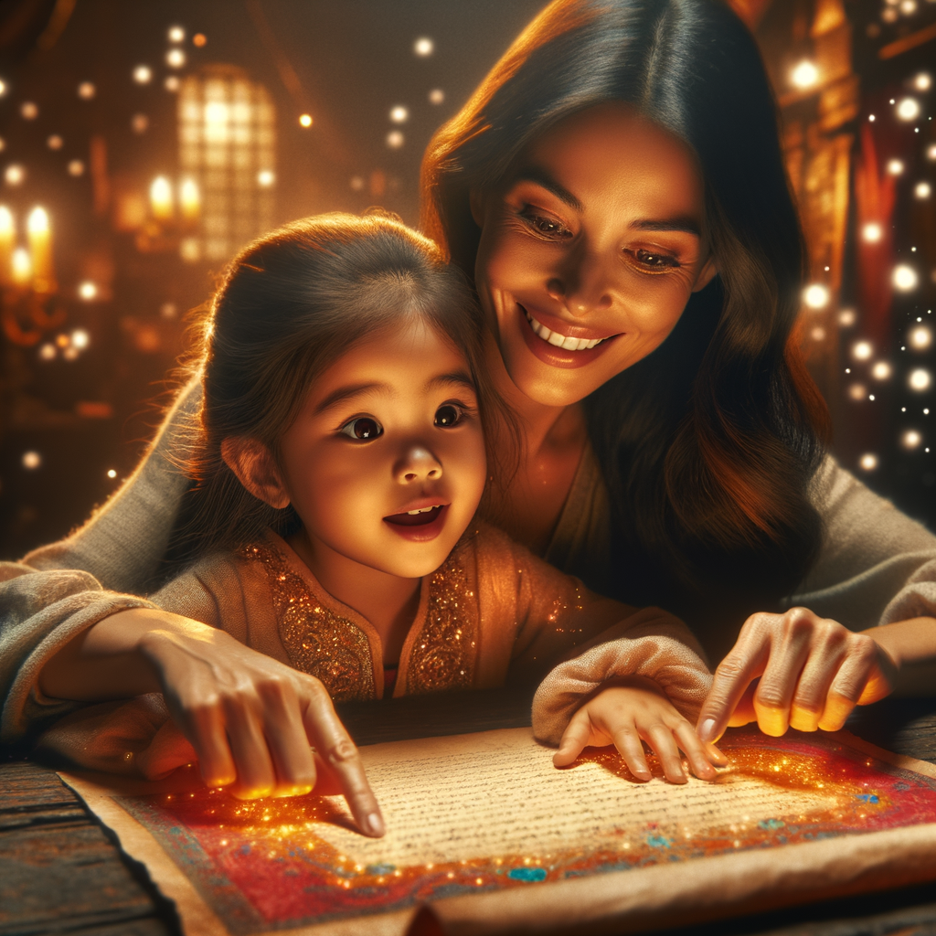 A parent and child reviewing a writing rubric together at a table