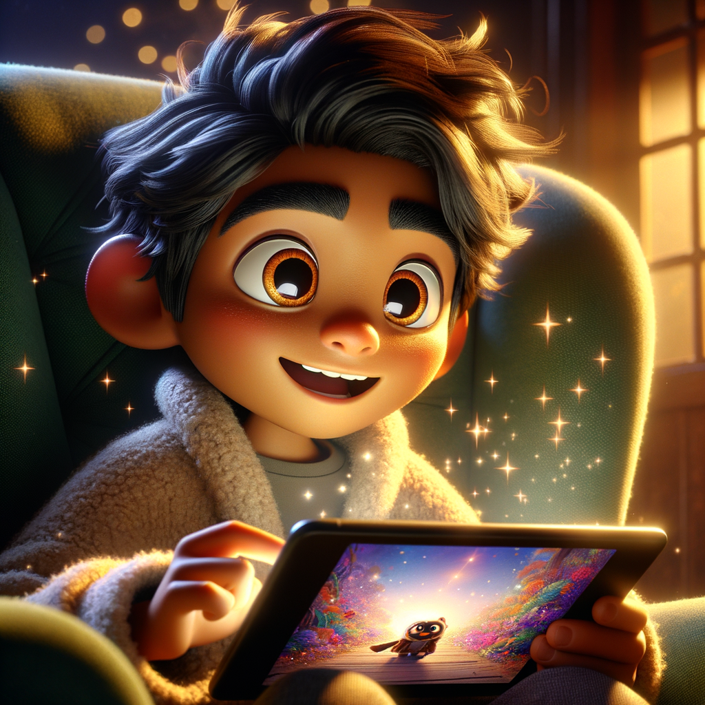 Child using Storybird app on a tablet