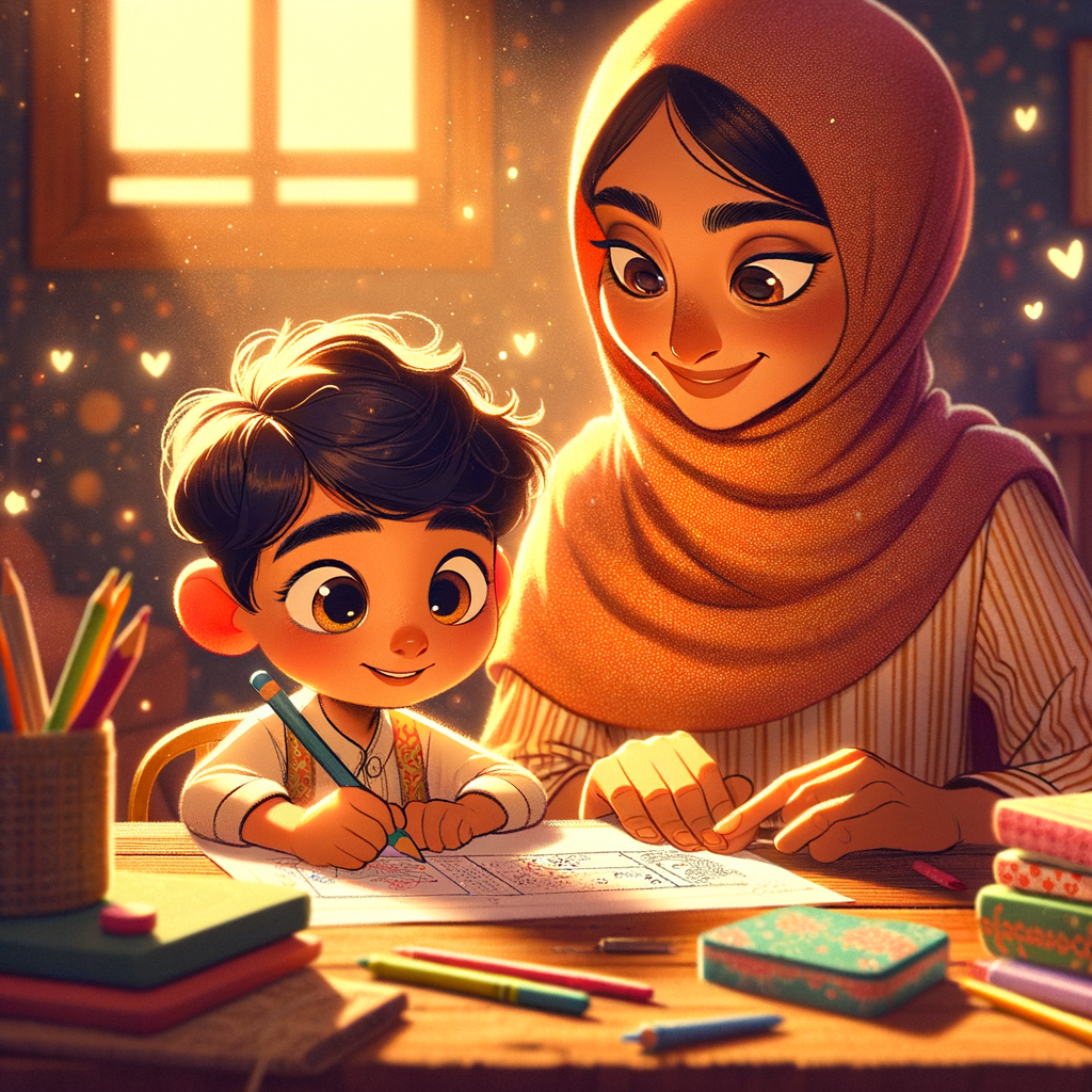 Parent and child creating a custom worksheet together