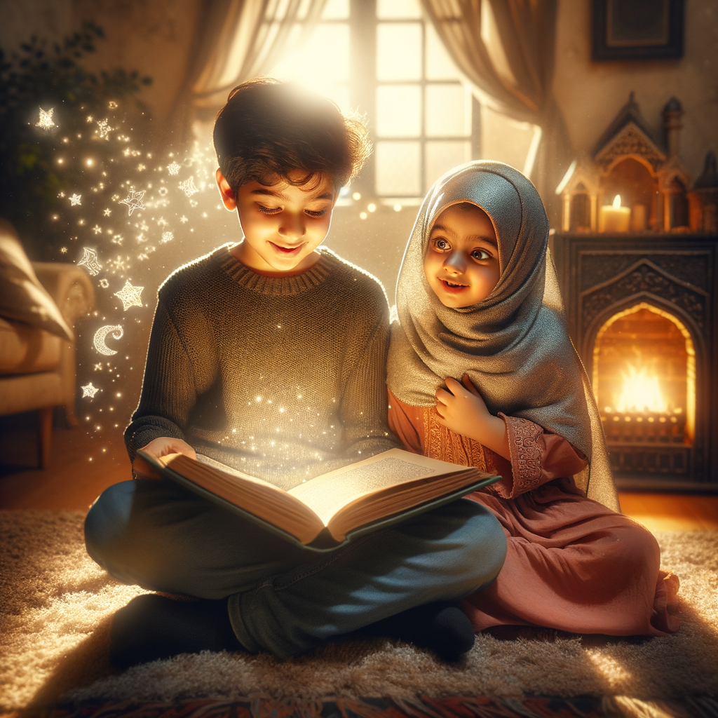 Group of children happily reading books together